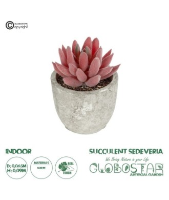 GloboStar® Artificial Garden SUCCULENT SEDEVERIA 21020 Τεχνητό Διακοσμητικό Φυτό Σεδεβέρια Μ6.5 x Π6.5 x Υ9cm